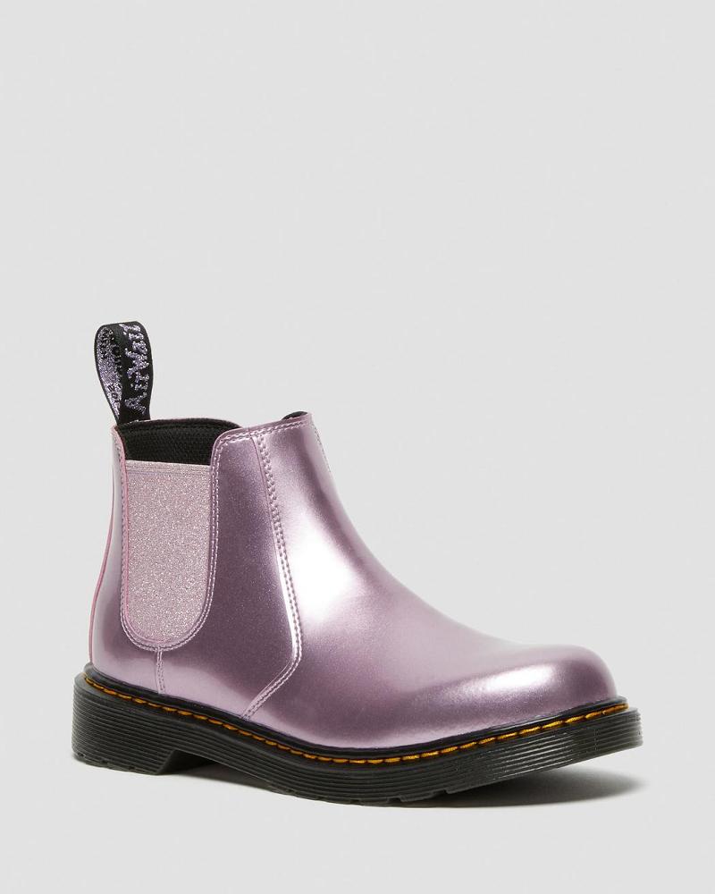 Pink Kids\' Dr Martens Youth 2976 Metallic Chelsea Boots | CA 670LIS